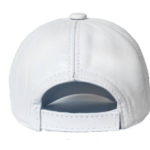 White Leather Cap - Leather Baseball Cap for men and women - Picture 4 of 5